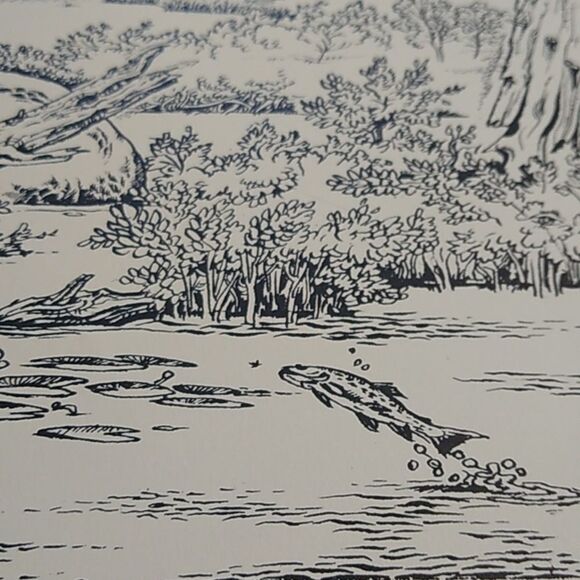 Paul Anthony Lee Vintage Black and White Rural Landscape Illustration with Tree - Picture 8 of 11